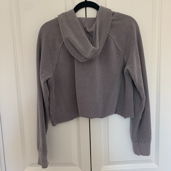 Aerie Cropped Grey Hooded Sweatshirt - Picture 4 of 4